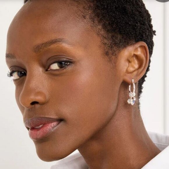 TALBOTS - Sparkling Starburst Charm Hoop Earrings  NWTpp - Picture 2 of 2